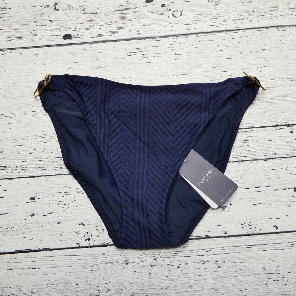Fantasie Bikini Bottom Womens Small Navy Blue Long Island Tab Swimwear FS6905INK